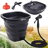 iimono117 ポータブルシャワー 高圧洗浄機 最大射程10m 19L 折りたたみバケツ式 水道不要 コードレス 電動シャワー USB充電式 お湯対応 キャンプ 洗車 掃除 防災 停電時