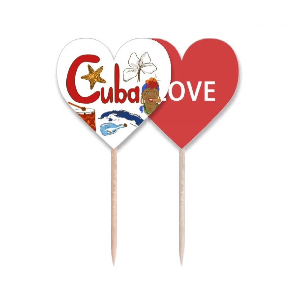 Drapeau Cuba cœur pour cupcake et décoration de buffet de mariage