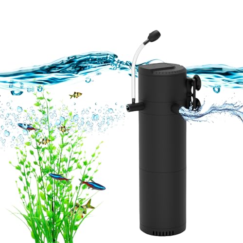 FUMAK 320GPH Fish Tank Filter in-Tank Filter for 60-100 Gallon Tanks, 3-Stage Internal Aquarium Filter Turtle Tank Filter with Dual Water Outlet & Aeration