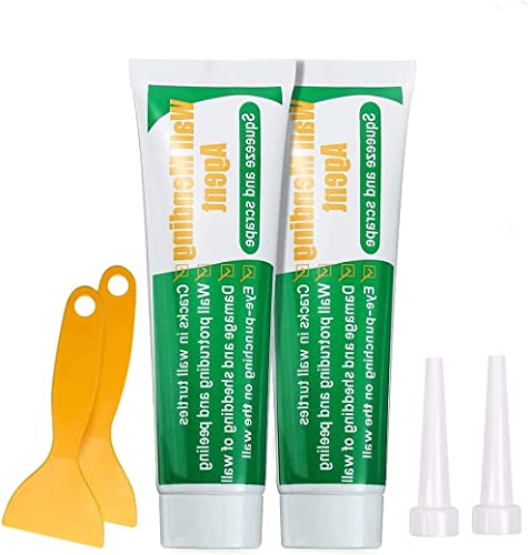 2 PCS Wall Repair Paste Kit-Drywall Patch, Wall Mending Agent Drywall Repair Putty Quick & Easy to Fill The Holes and Crack, Self-Adhesive Kit for Wall, Wood & Plaster Surface Repair (2)