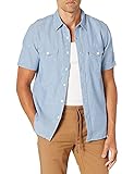 Levi's Men's Short-Sleeve Classic Clean Western, Chambray Rinse-Medium Indigo, Large