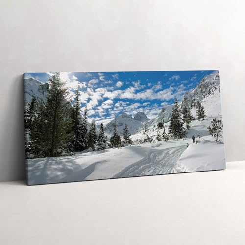 Peinture murale paysage de montagne en hiver toile premium 140x70cm