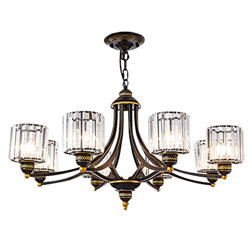 HJMCBZ Lámpara de araña moderna con pantalla de cristal, lámpara colgante de hierro forjado, lámpara de techo, accesorios de iluminación para el hogar, dormitorio, sala de estar, comedor (8 cabezas),