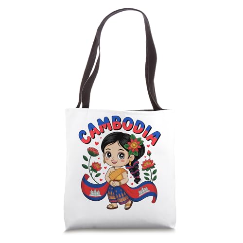 Bolso tipo tote para niños con diseño de niña camboyana en traje tradicional miniatura 1