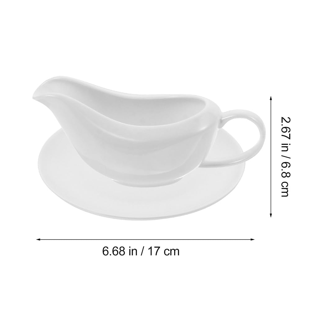 Zerodeko 1 Set Sauce Pot Vintage Gravy Boat and Saucer Sauce Boat Creamer Gravy Serving Boat Coffee Container Syrup for Coffee Gravy Pitcher Toilet Seat Lifter Ladle White Ceramics