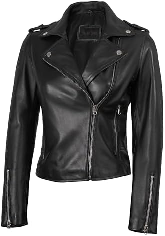 Blingsoul Real Lambskin Leather Jacket Women - Asymmetrical Style...