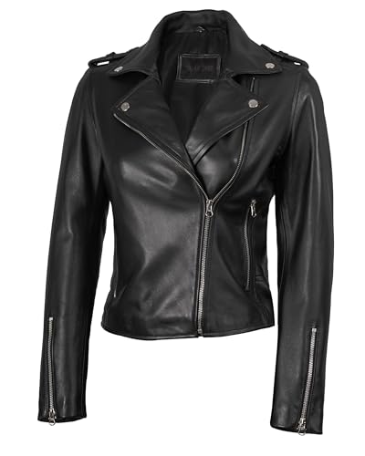 Decrum Women Leather Jacket Black Distressed |[1309684] BlakKrstn, L