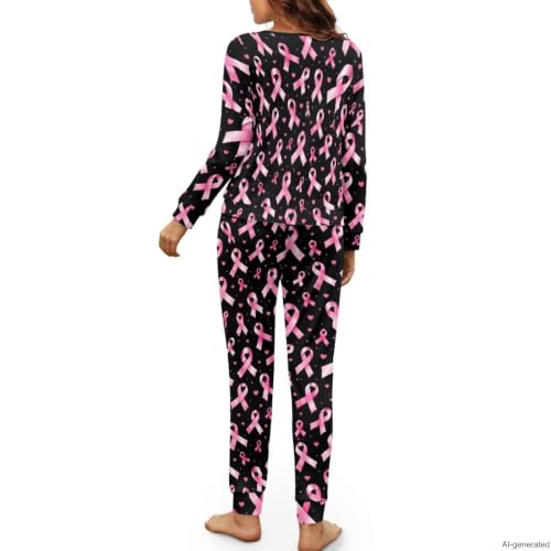 Image of Womens Pajama Sets 2 Piece Pjs Lounge Sets Long Sleeve Sleepwear Crew Neck Pullover Top with Long Pants