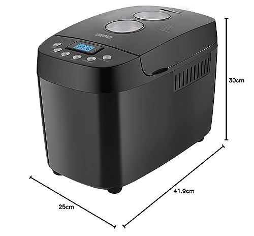 Foto von Unold 68525 BACKMEISTER Big Black - Schwarz, für bis zu 1.500g Brot, 15 Programme, auch für glutenfreies Brot, Timerfunktion, Waremhaltefunktion, LCD Display