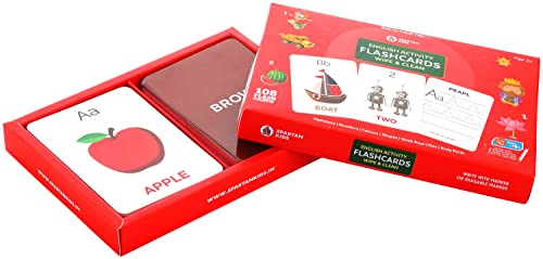 Image of SPARTAN KIDS Language Skills Flash Cards for Kids (108 Flash Cards) Early Learning Flashcards for Kids | Activity Flash Cards with Free Erasable Marker (Wipe & Clean) with Free Erasable Marker