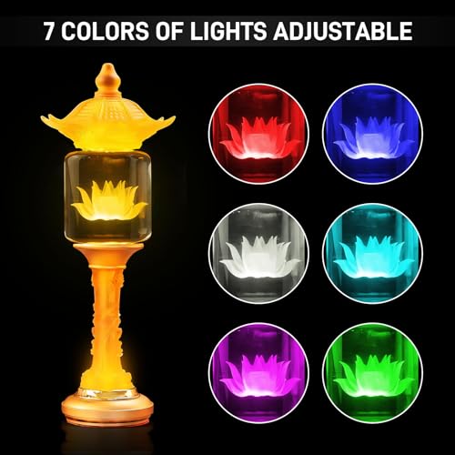 Image of Lotus Flower Lamp,Multi Color Adjustable Buddha Light for Home Altar(11 in) | Crystal Outlook;Alloy Base;Multi-scene;Fine Craft;Great Service