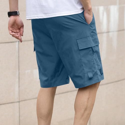 Image of Men's Cargo Shorts Casual Lightweight Quick Dry Outdoor Hiking Short Drawstring Loose Fit Cargo Shorts Multi-Pocket