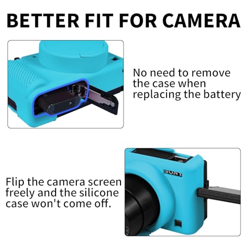 Capa para câmera Sony ZV-1 Vlog, capa para câmera com alça, capa de silicone macio com capa de lente