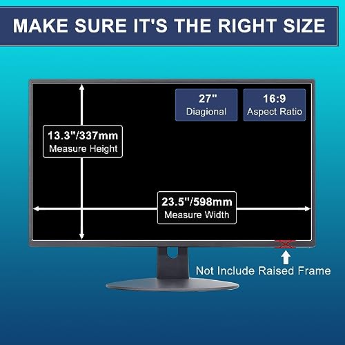 Image of 27 inch Monitor Anti Blue Light Glare Screen Protector for Dell /HP /Acer /ViewSonic /ASUS /Aoc /Samsung /Sceptre /LG 27 inch 16:9 Standard /Curved /Touch Widescreen Monitor, Eyes Care Blue Light Glare UV Filter