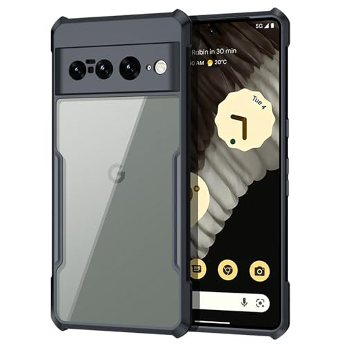 TECHGEAR Tough Case for Pixel 7 Pro 5G [Fusion Armour] Premium Hybrid Tough Rugged Protective Bumper Case Heavy Duty Protection with Clear Back Designed For Google Pixel 7 Pro - Black