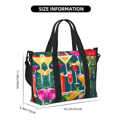 Tropical Cocktail print Travel Duffel Bag,workout duffel bag, overnight shoulder Bag,Weekender Bag for Women Men4