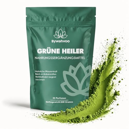 Grüne Entgiftungspulver 200g Superfood Pulver Greens Pflanzenpulver mit Matcha Gerstengras Spirulina & Heidelbeeren Reich an Ballaststoffen & Mikronährstoffen Vegan Täglicher Energie Helfer