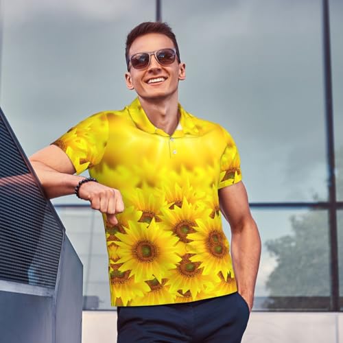 Polo à manches courtes imprimé tournesol style décontracté chic masculin - 2