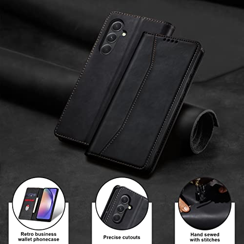 Image of Jasonyu Wallet Case for Samsung Galaxy A54, Flip PU Leather, Black