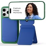 MOFT Phone Tripod Stand Selfie Stick for iPhone, Multi-Angles iPhone Stand, Lightweight & Portable Phone Holder, Strong Magnets, MOVAS Vegan Leather, Travel Essentials, Sapphire (Without Card Slot)