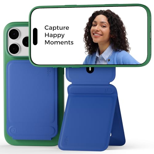 Image of MOFT Phone Tripod Stand Selfie Stick for iPhone, Multi-Angles iPhone Stand, Lightweight & Portable Phone Holder, Strong Magnets, MOVAS Vegan Leather, Travel Essentials, Sapphire (Without Card Slot)