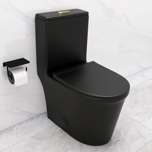 WinZo WZ5079BG Compact One Piece Toilet For Small Bathroom, Powerful Dual Flush Modern Tiny Toilet, 12'' Rough-In,23