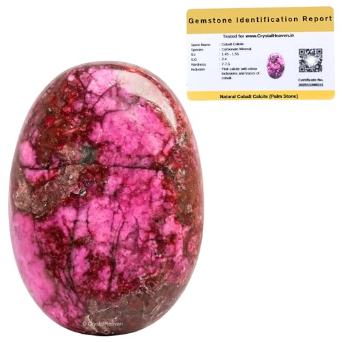 Image of Certified Cobalt Calcite Crystal Palm Pebbles Stones for Anxiety Stress Relief Massage - AAA Grade Original Healing Gemstone Agate Palm Stone for Yoga Meditation Spiritual Reiki Feng Shui