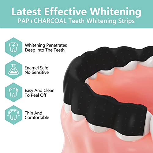 Image of Pap+ Charcoal Teeth Whitening Strips Professional Teeth Whitening Kit for Teeth Sensitive or Coffee Drinker, 28 Tooth Whitener Strips Easy to Use 14 Treatments by ECTEST