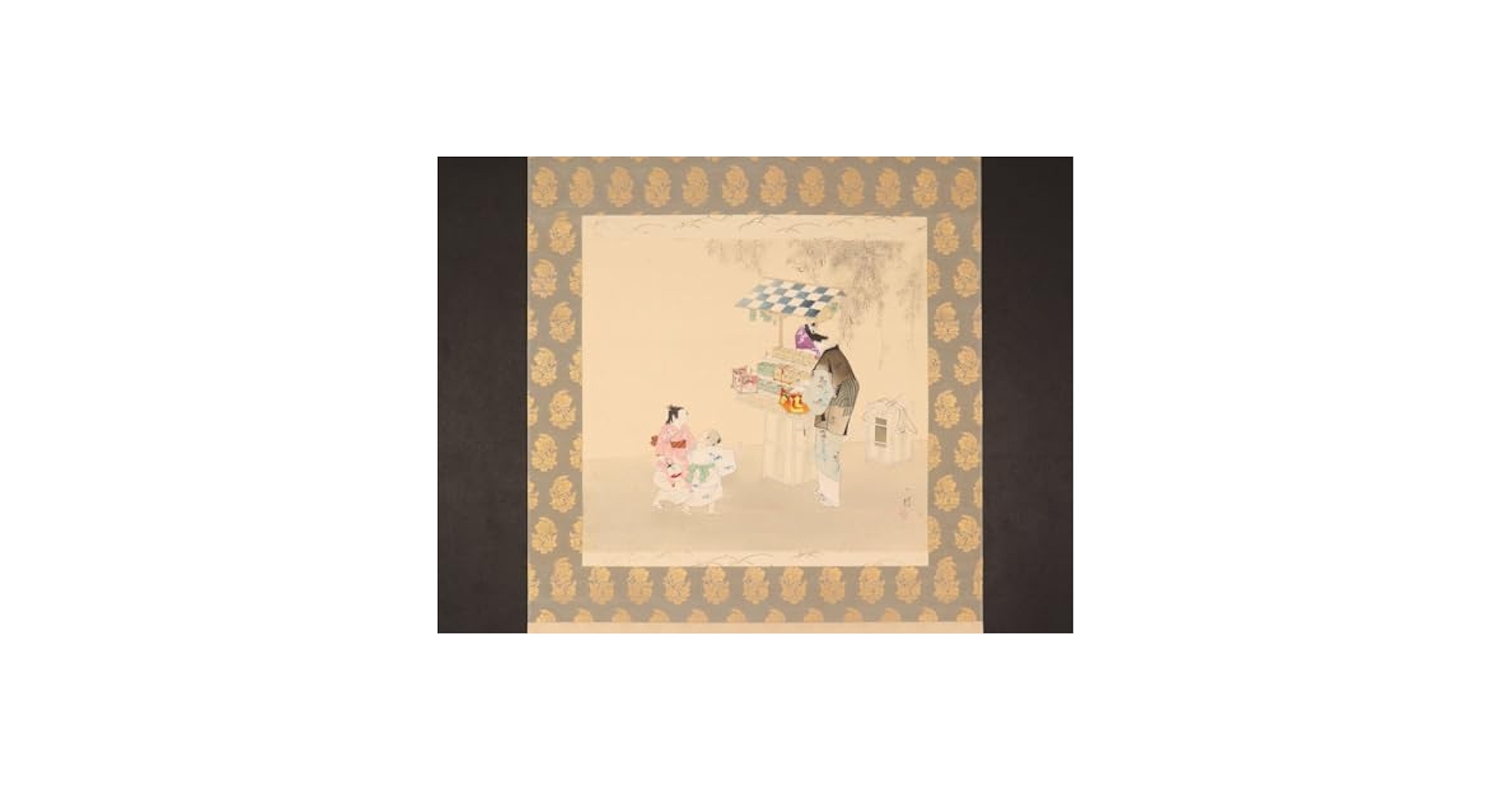 Amazon.co.jp: 真作【伝来_弐】dr2112〈伊藤小坡〉虫売美人童図