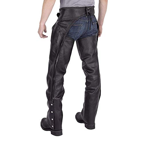 Viking Cycle Leather Chaps - Braided Motorcycle Leather Chaps