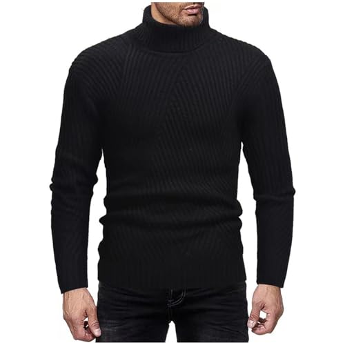 Men's Turtleneck Slim Fit Sweater, Long Sleeve Cable Knitted Fashion Pullover Tops Fall Winter Warm Sweaters
