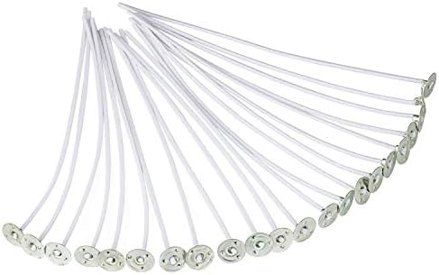 AXUANHUA Natural Candle Wicks - 100 PCS Low Smoke 6" Pre-Waxed Natural Cotton Core Candle Wicks for Candle Making with Sustainers Tabs Candle Making Supplies & Candle DIY Kit.