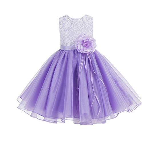 ekidsbridal Lace Organza Junior Flower Girl Dress Communion Dress Baptism Dress 186F 8 Lilac