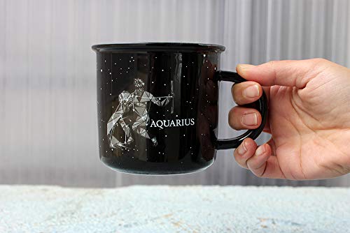 Creature Cups Stargazer Aquarius Astrology Camp Mugs Ceramic Horoscope 13.5 Ounce Coffee/Tea Cups With Zodiac Traits Revealed Inside | January & February Birthday Constellation Signs Holiday Gift #TOP1