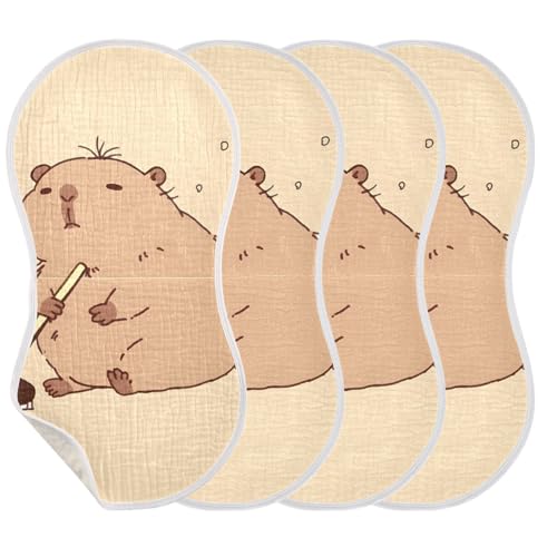 Bolaz Baby Burp Cloths 2 Pack,Capybara Mopping The Floor,Feeding Cloths Face Towel Super Absorbent Soft Cotton Burping Rags Feeding Bibs2