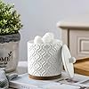 RQYIXI Elegant 5 PCS Ceramic&Wood Bathroom Accessories Set:Soap Dispenser,Toothbrush Holder,Tumbler,Soap Dish,Cotton Swab Jar,Easy to Clean,Quatrefoil Pattern,White-Affordable Home Luxury #2