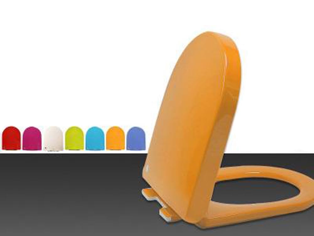 D Shape Toilet Seat Soft Close Loo Seat Cover with Quick Release,Heavy Duty PP Material Toilet Lid Standard Size Toilet Seat,Easy Cleaning (Orange)