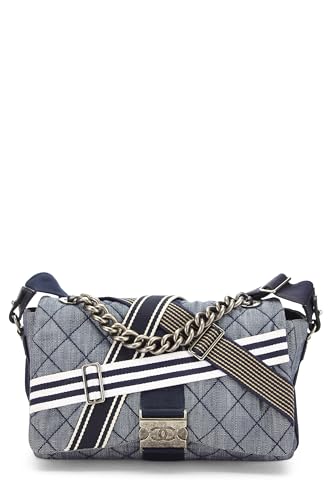 Pre-Loved Blue Denim Airlines Buckle Messenger, Blue