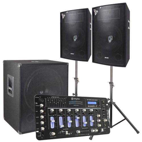 Vonyx 2.1 DJ Lautsprecher Set, Mobile PA Anlage Komplettset...