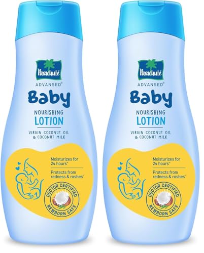 Image of Parachute Advansed Baby Lotion for New Born Babies | Doctor Certified | Virgin Coconut Oil & Coconut Milk | Ph 5.5 | 24 Hour Moisturization | 410ml (Pack of 2)