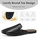 Mules for Women Flats Comfortable Round Toe Womens Mules Shoes Breathable Slip On Backless Slide Loafers for Women Black