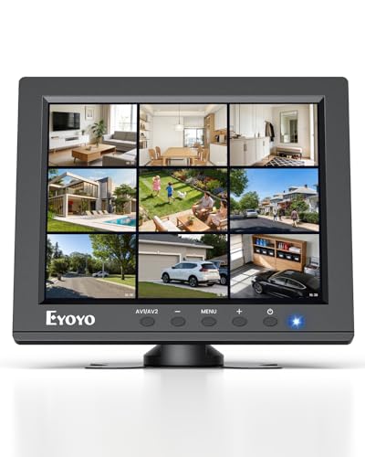 Image of Eyoyo 8 inch Security Camera Monitor, 1024x768 4:3 Mini LCD Screen CCTV Monitors Display with HDMI VGA BNC AV USB, Small Video Monitor for PC, NVR, Raspbery Pi, RV & Kitchen, Built-in Speakers