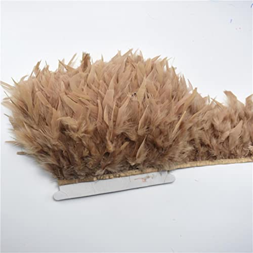 GXTBPCR 2 Yards/Lot Turquie Plume Frange Ruban 5-6 pouces Plumes Garniture Jupe Robe Garnitures De Mariage Plumes Décoration-19.Khaki, 19.Kaki