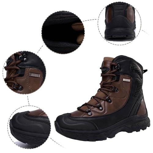Botas masculinas leves e respiráveis para caminhada ao ar livre botas de couro para caminhada, Marro