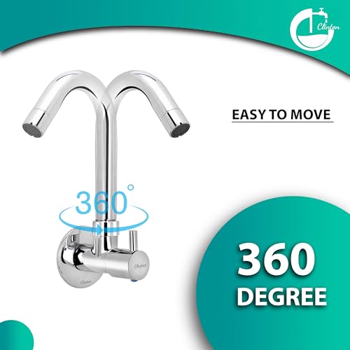Image of CLINTON Kitchen Sink Cock with 360 Degree Swivel Spout | Sink Tap | Faucet | Tap for Sink (Turbo)
