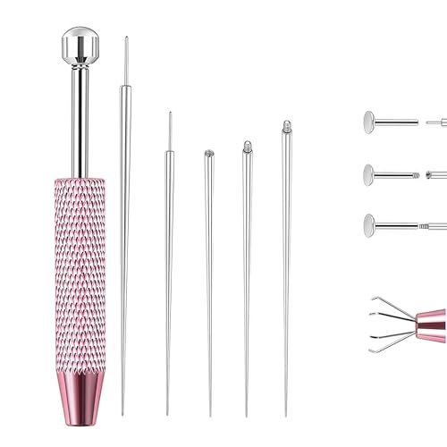 AstraGlam 6PCS Piercing Tool Kit, Piercing Ball Grabber and Opener Set, Piercing Tongs for Changing Jewelry, Piercing Accessories for Ears Nose Lip, 16G 18G Compatible (Pink)
