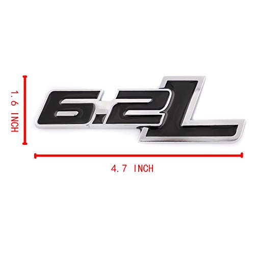Image of 2x 6.2L Litter Hood Fender Tailgate Emblem Decal Replacement For F150 Ratpor F-150 Badge Sticker Automotive Accessories Decoration (Black With Silver Outline)