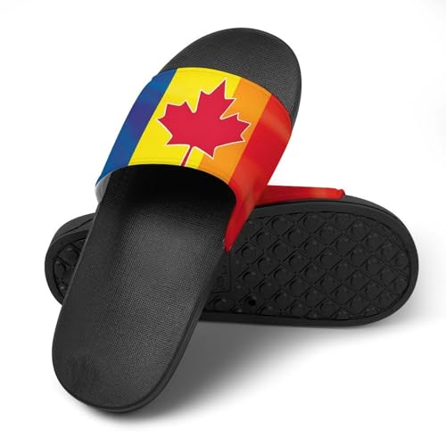 Canada Rainbow Flag House Sandals Non-Slip Bathroom Slippers Beach Summer Shoes for Men Women4