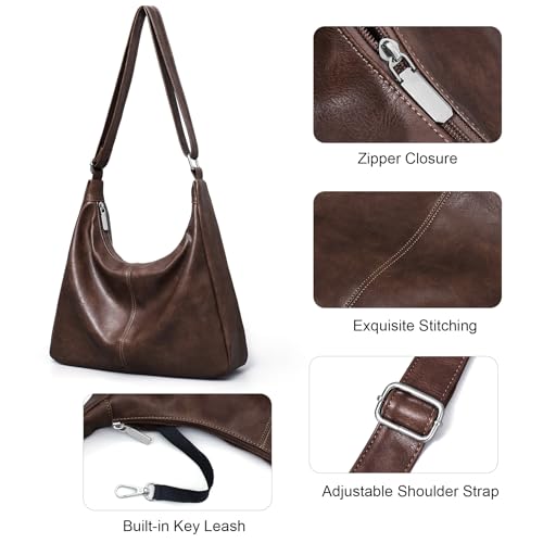 Image of Hobo Bags for Women Vegan Leather Purses Slouchy Shoulder Bag Tote