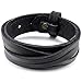 INBLUE Men's Wide Alloy Genuine Leather Bracelet Bangle Cuff Black Brown Wrap Adjustable